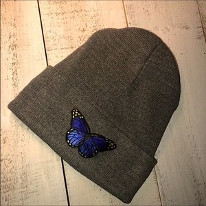 Embroidered butterfly beanie